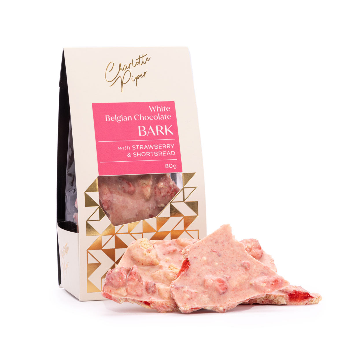 Chocolate Bark – White Chocolate with Strawberry & Shortbread