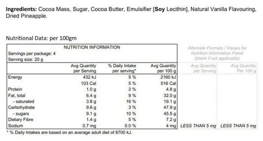 Chocolate Bark – Dark Chocolate & Pineapple