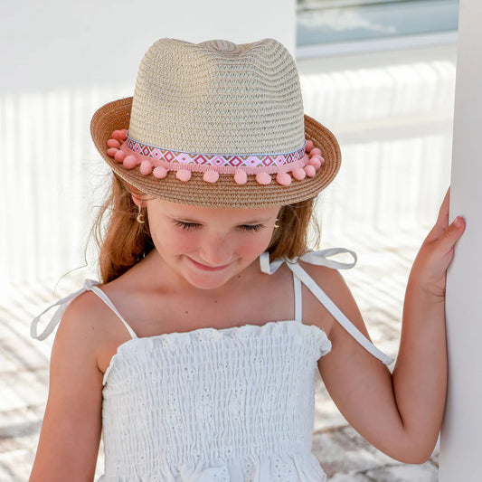 Kids Pompoms Hat - Pink