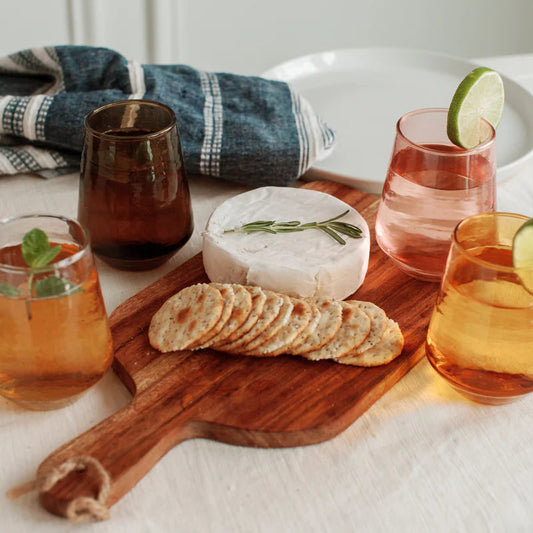 Handblown Hammered Glass Water Tumbler Pair