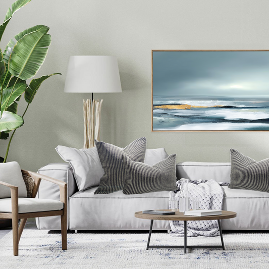 Linen Cushion Long Black Stripe