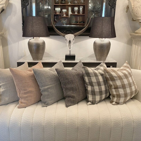 Linen Cushion Square Black Stripe