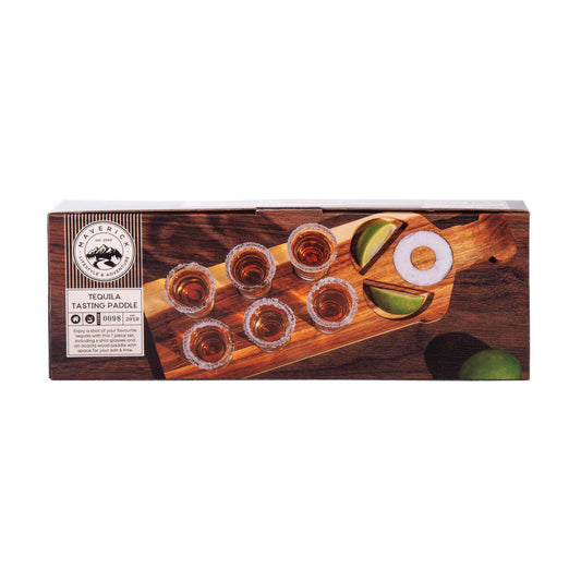Maverick Tequila Board and Shot Glass Set Natural