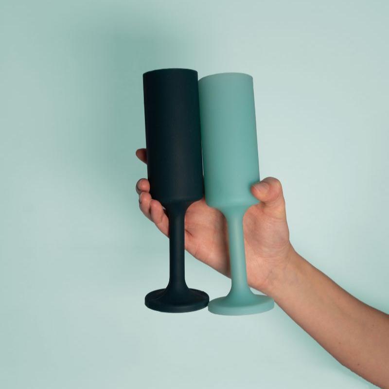 Porter Green Mist + Ink Seff Silicone Unbreakable Champagne Flutes