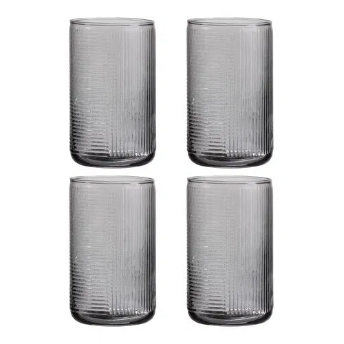 Savannah Ribbed Graphite 4 Pack Highball