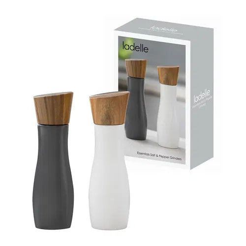 Essentials White/Charcoal Salt + Pepper Grinders