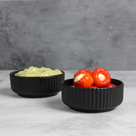 Matte Black 4pc Ceramic Dip Bowls