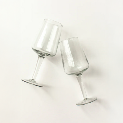 Handblown Hammered Wine Glasses Pair