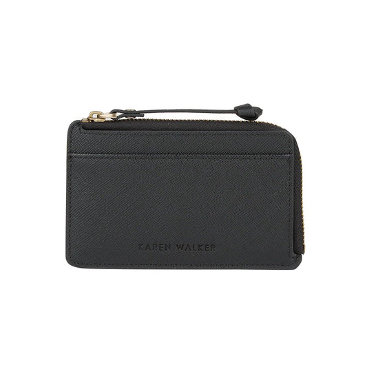 Leather Zip Cardholder Black