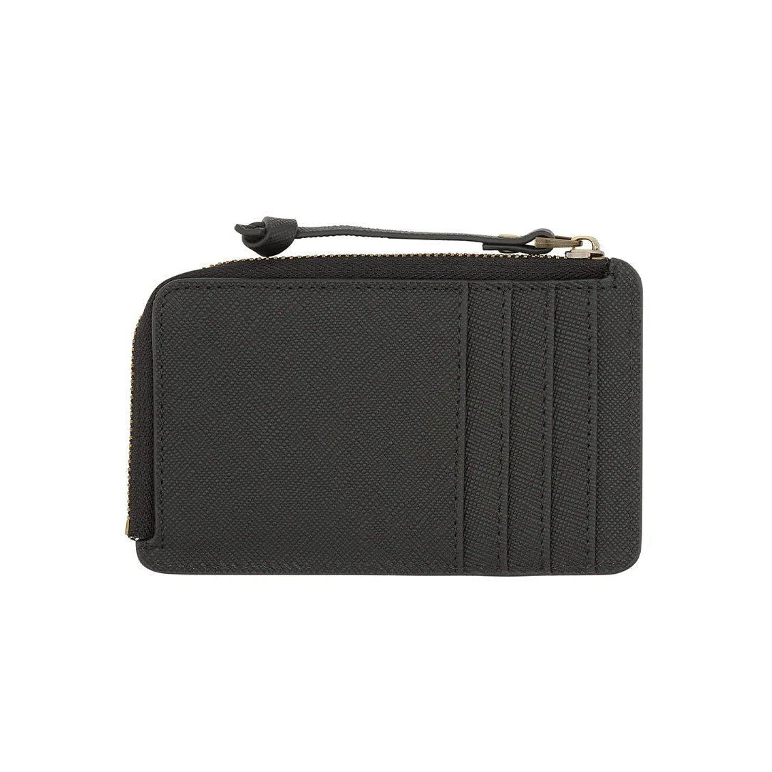 Leather Zip Cardholder Black