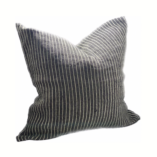 Linen Cushion Square Black Stripe