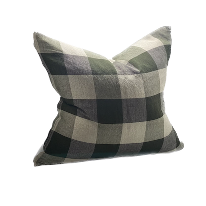 Linen Cushion Olive Check
