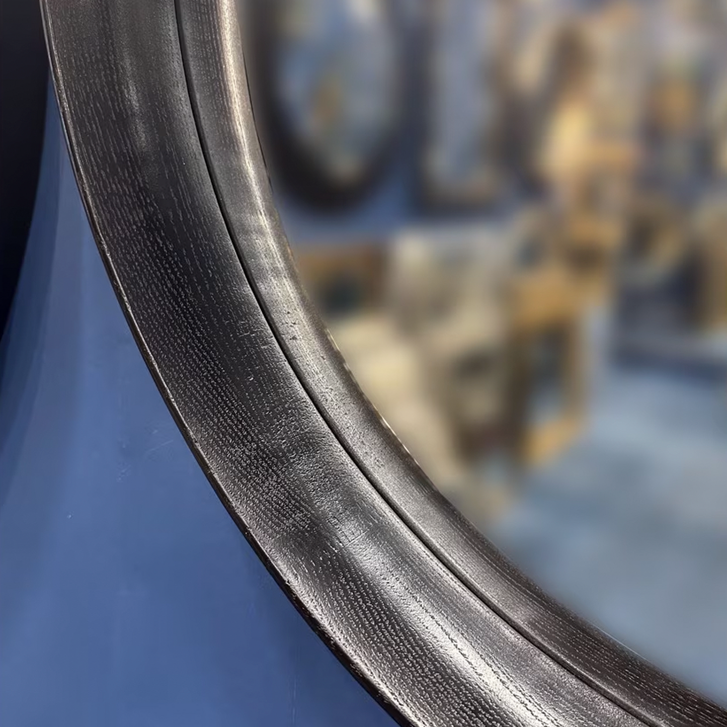 Black Oak Oval Framed Mirror