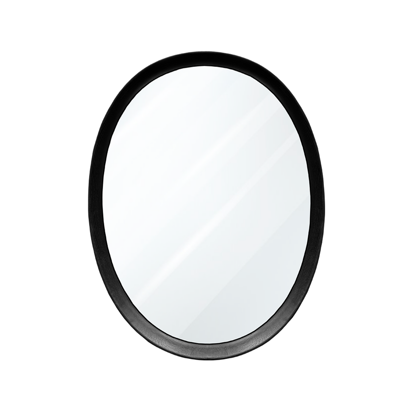 Black Oak Oval Framed Mirror