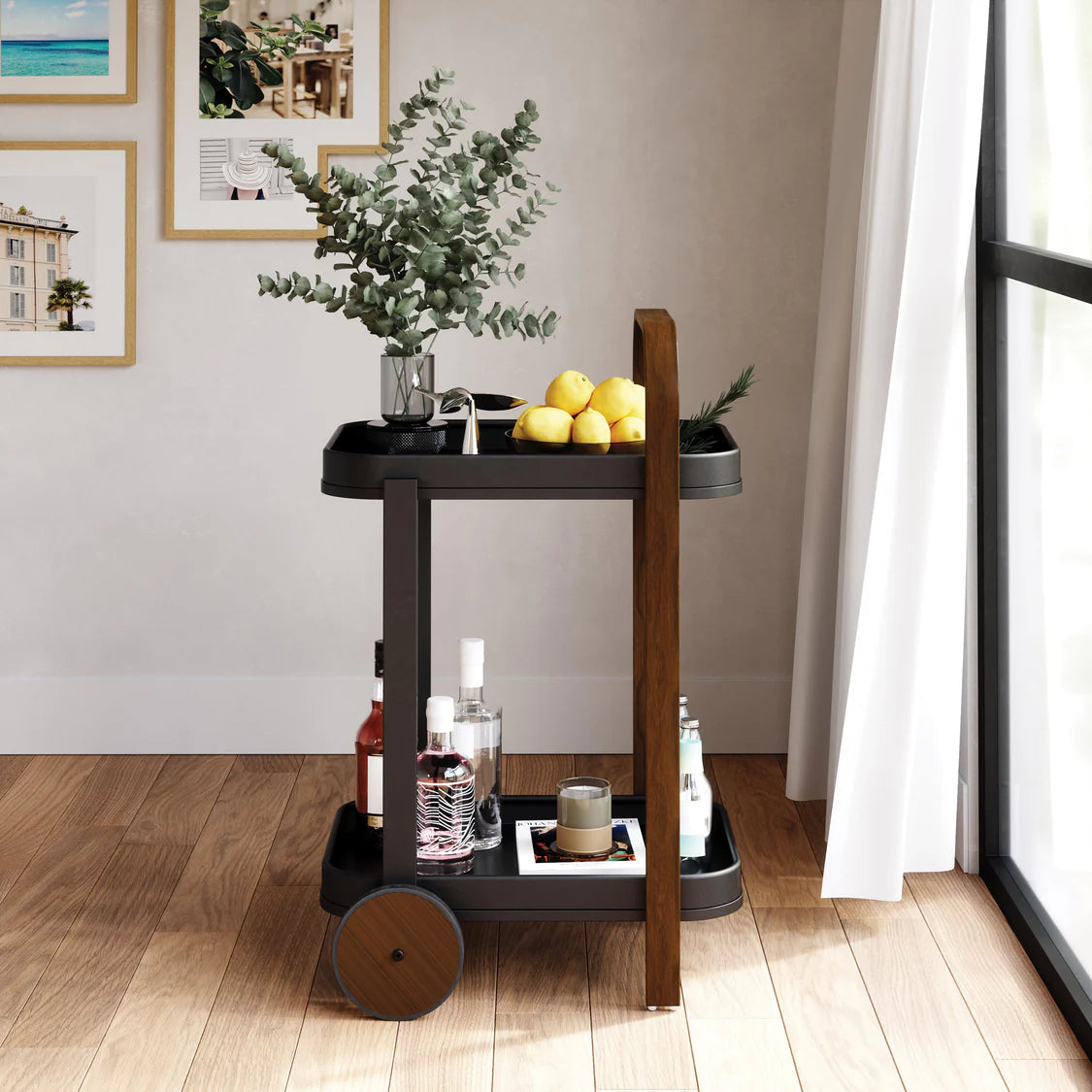 Umbra Bellwood Bar Serving Cart Black & Walnut