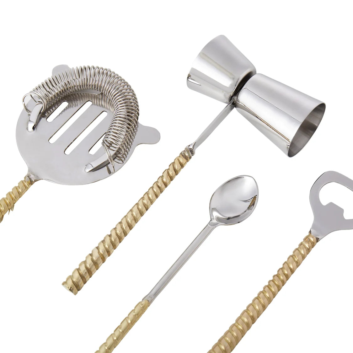 Davis & Waddell Twisted Gold Handle and Marble Bar Set