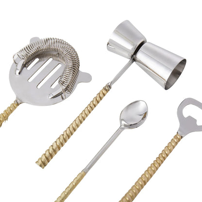 Davis & Waddell Twisted Gold Handle and Marble Bar Set