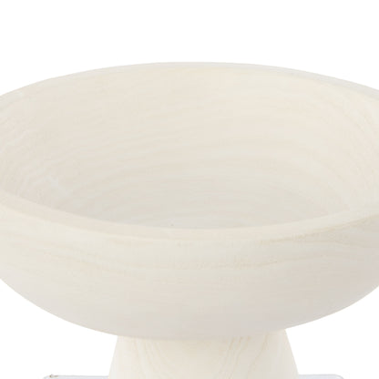 Picton Footed Timber Bowl White