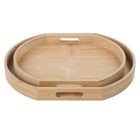 Amalfi Elwood Ash Wood Veneer Tray 2pcs Set Natural