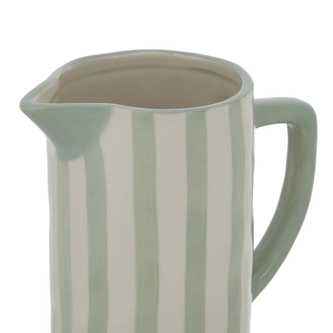 Hollis Ceramic Jug White & Green Stripe