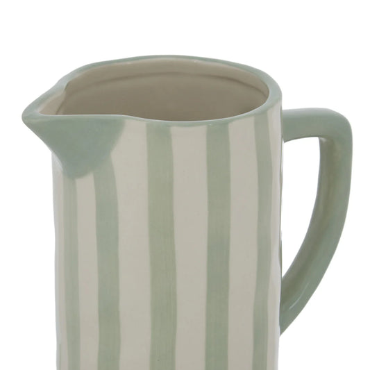 Hollis Ceramic Jug White & Green Stripe