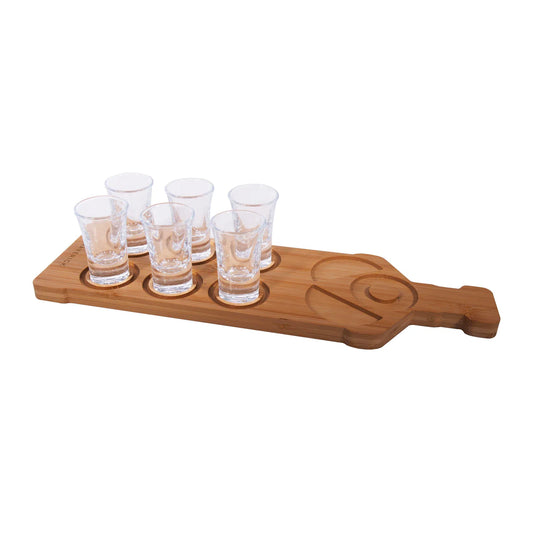 Maverick Tequila Board and Shot Glass Set Natural