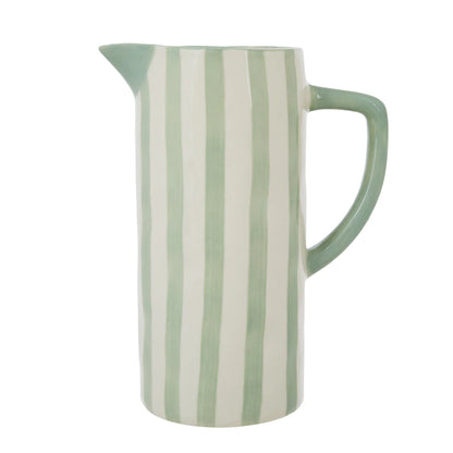 Hollis Ceramic Jug White & Green Stripe
