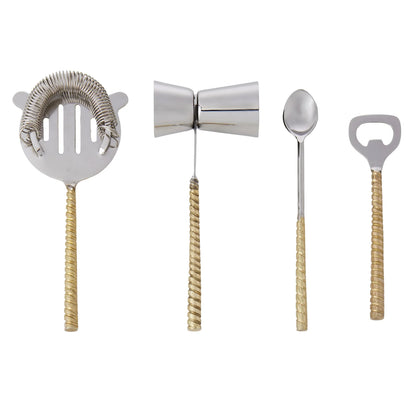 Davis & Waddell Twisted Gold Handle and Marble Bar Set