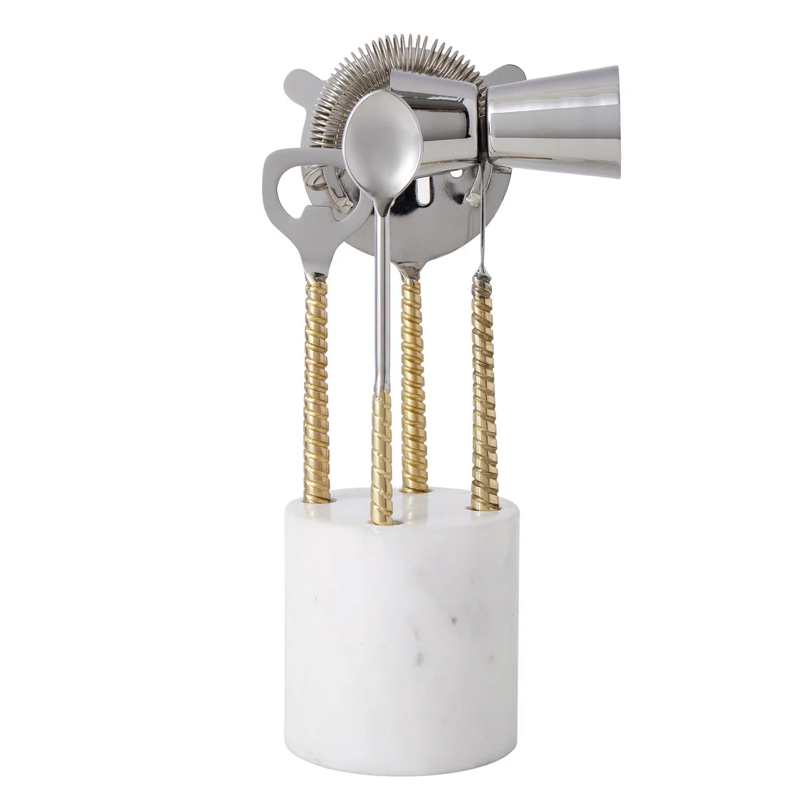 Davis & Waddell Twisted Gold Handle and Marble Bar Set